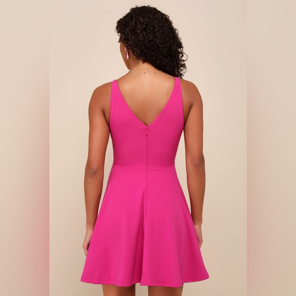 Lulu’s Darling Delight Fuchsia Skater Dress - Picture 3 of 15